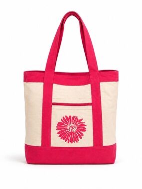 Jantzen Canvas Tote Bag With Pink Flower Design NWT